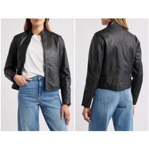 Schott NYC Women's Black 2408W Cafe Racer Leather Jacket Size XL